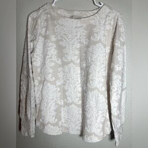 LOFT cream and ivory long sleeve shirt size small